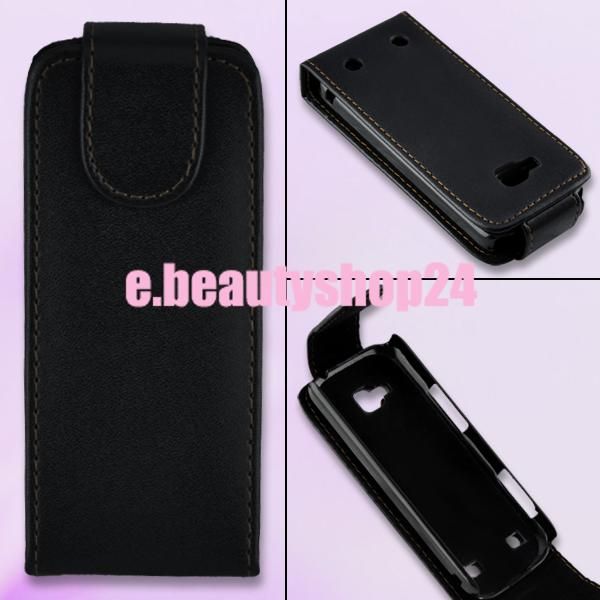 Black Flip Leather Case Pouch Cover For NOKIA C5 C5 00  