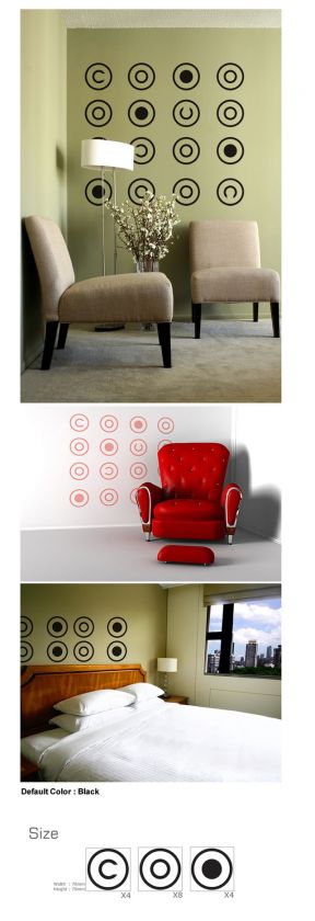 16 Simple Retro Circles Mural Art Decal Wall Stickers  
