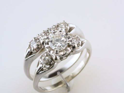 Antique Deco Genuine 0.85ct Diamond 14K White Gold Engagement Wedding 