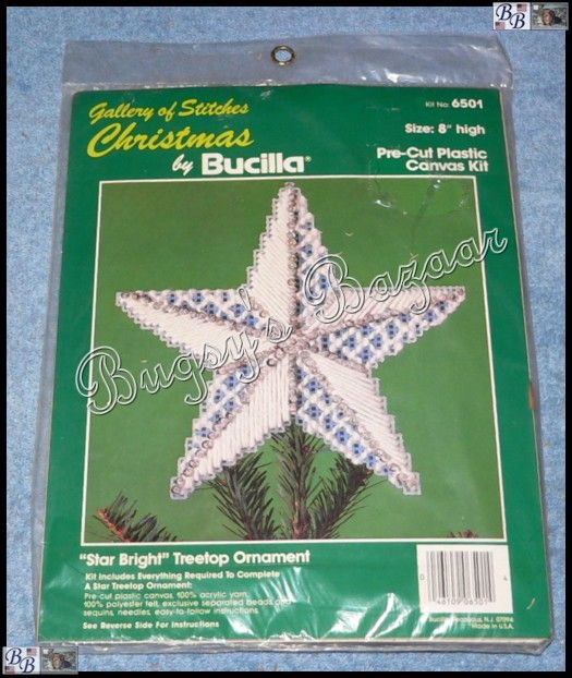 Bucilla STAR BRIGHT TreeTop Ornament Plastic Canvas Needlepoint 