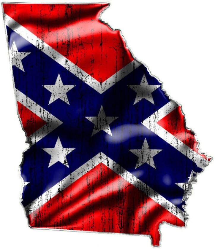 GEORGIA TWO (2) Confederate Rebel Flag Vinyl Decals.