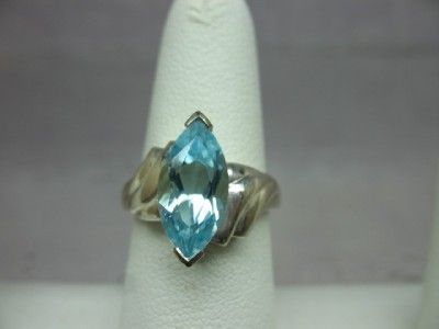 Vintage 925 Silver Thailand Ring Light Blue Stone, Topaz Aquamarine 