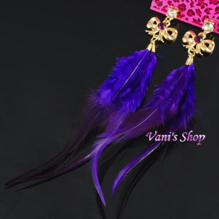 BETSEY JOHNSON Jewelry purple Feather earrings .  