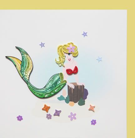HANCRAFTED RENAISSANCE PAPER QUILLING CARD 6x6 MERMAID  