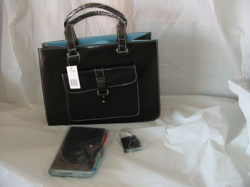 New BROWN w/ blue lining laptop breifcase bag large purse w/ wallet 