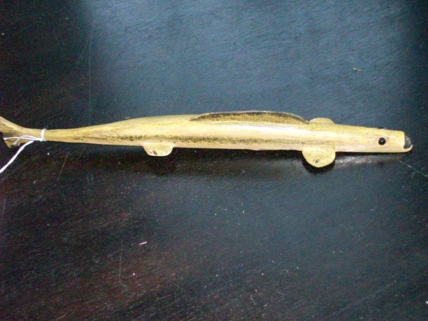 HAND CARVED WOOD PENCIL FISH SPEAR FISHING LURE WEIGHT  