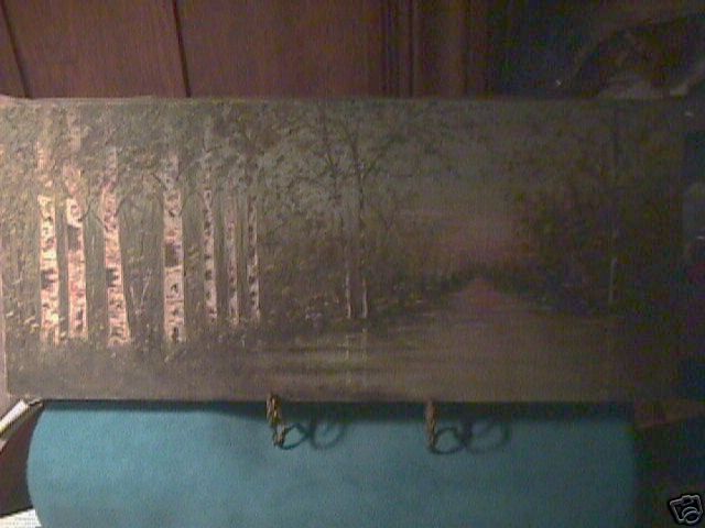 birch trees by river Maine woodland scene oil painting  