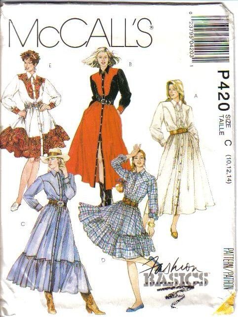OOP Misses Country Western Wear Cowgirl McCalls Sewing Pattern Your 