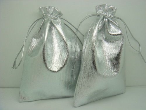 Silver Foil Satin Jewelry Favor Gift bags 4X6inch XKN2  