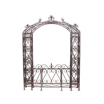   68 1/2 Metal Grand Astoria Garden Arbor Arch Archway with Gate Bronze