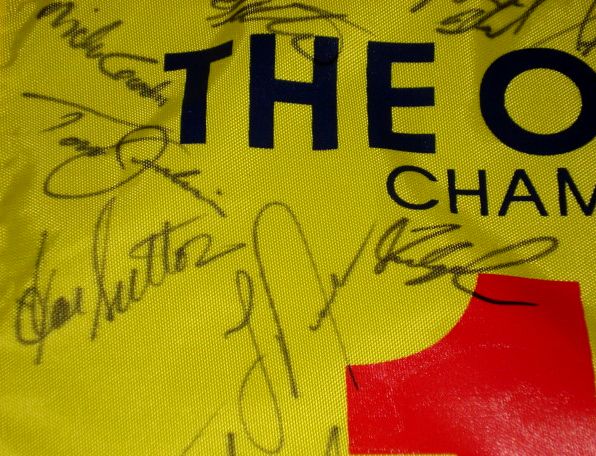 PGA OPEN CHAMPIONSHIP GOLF FLAG SIGNED BY 34 SUPERSTARS  